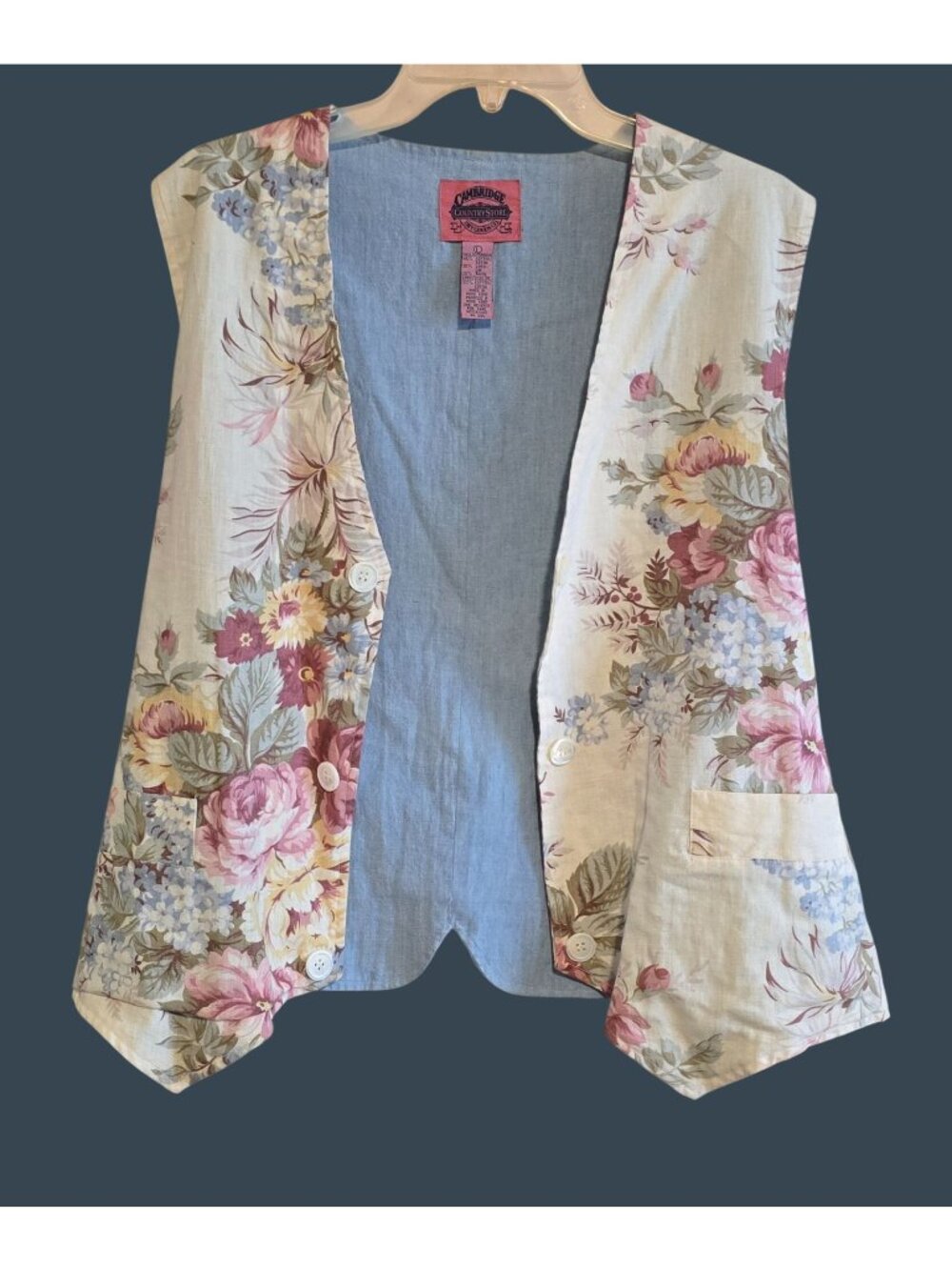 Floral Cotton Blend Vest Cambridge Country Store Vintage grannycore fairycore